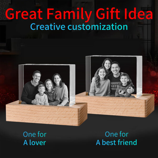 Custom 3D Laser Engraved Crystal Gift - Personalized Christmas Photo Keepsake for Family, Stocking Stuffers and Holiday Home Decor - Image 4
